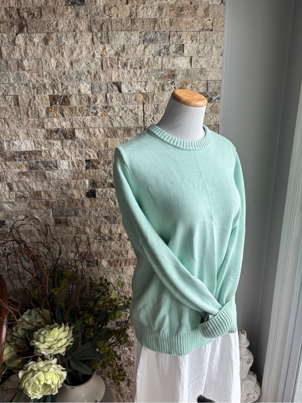 Lands' End Pale Mint Crewneck Sweater